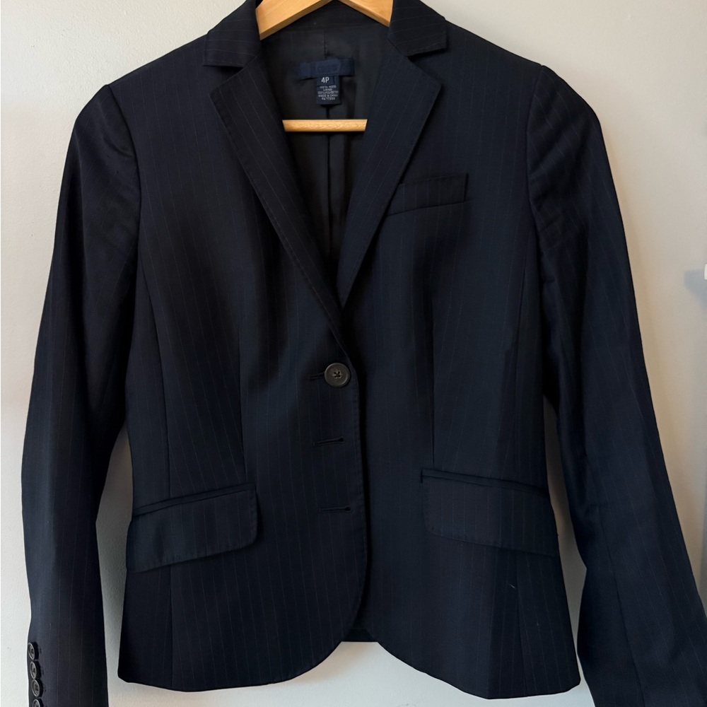Navy chalkstripe suit by JCrew